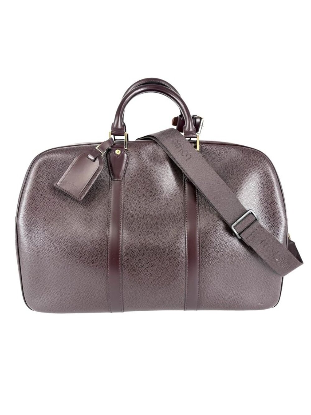 Louis Vuitton Boston Bag Kendall PM Shoulder Crossbody Acajou Taiga Wine Red